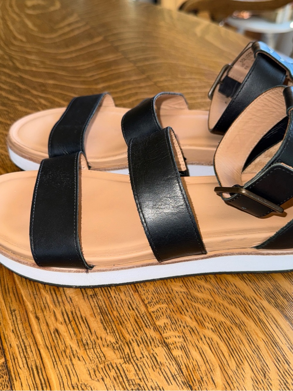 Soludos Black Strappy Leather Sandals